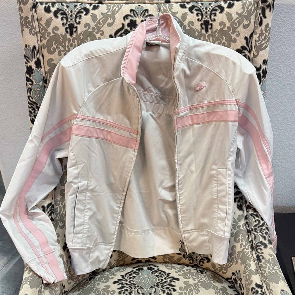 Nike Women's White and Pink work out Jacket